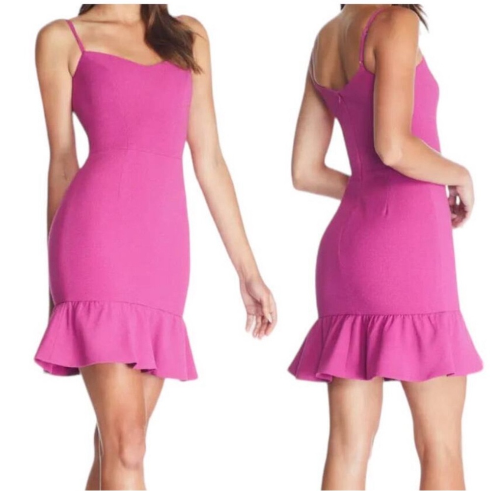 Dress The Population Pink Mira Mini Ruffle Party Dress L